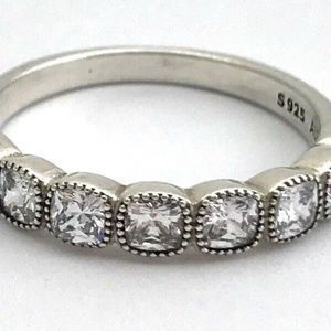 PANDORA Alluring Cushion Ring Sz 7.5, Clear CZ